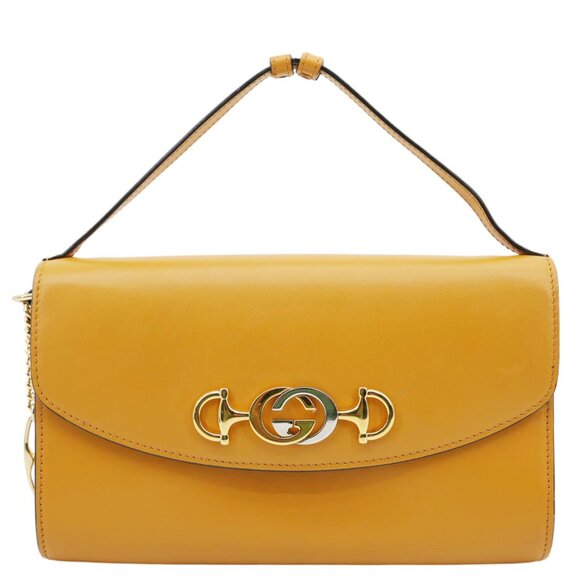 Gucci Zumi Flap Smooth Leather Shoulder Bag Yellow 572375 - Picture 3 of 16